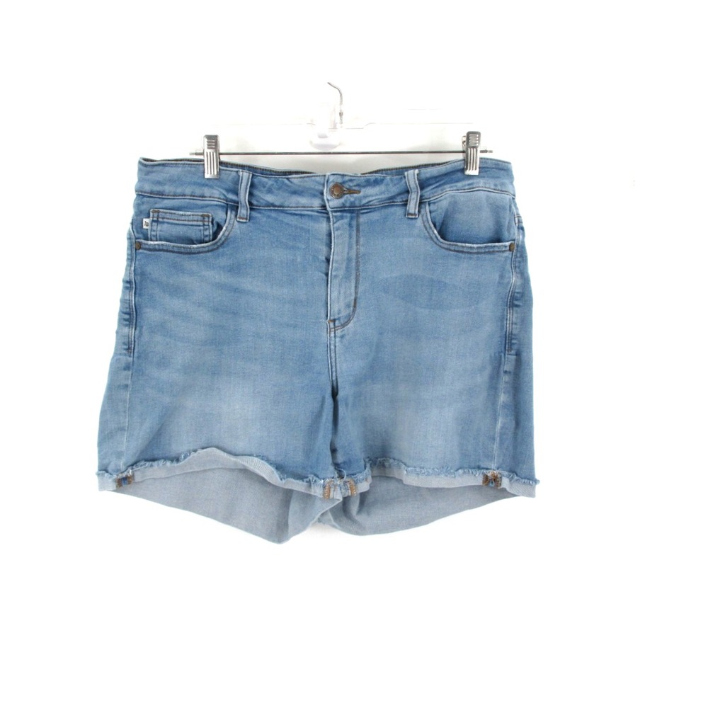 JUDY BLUE Cuffed Jean Shorts Women 1XL Light Blue Denim Stretch High Rise